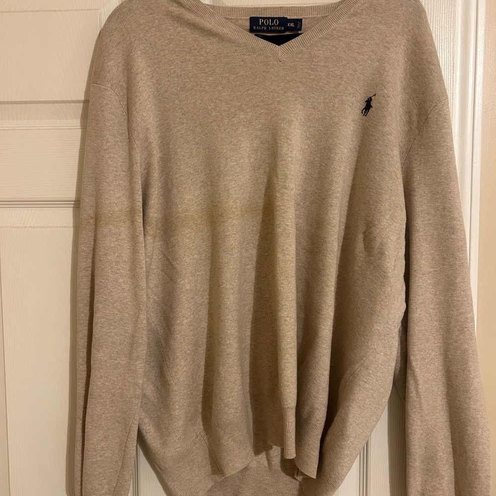 Polo Ralph Lauren Men's V-Neck Sweater in Beige